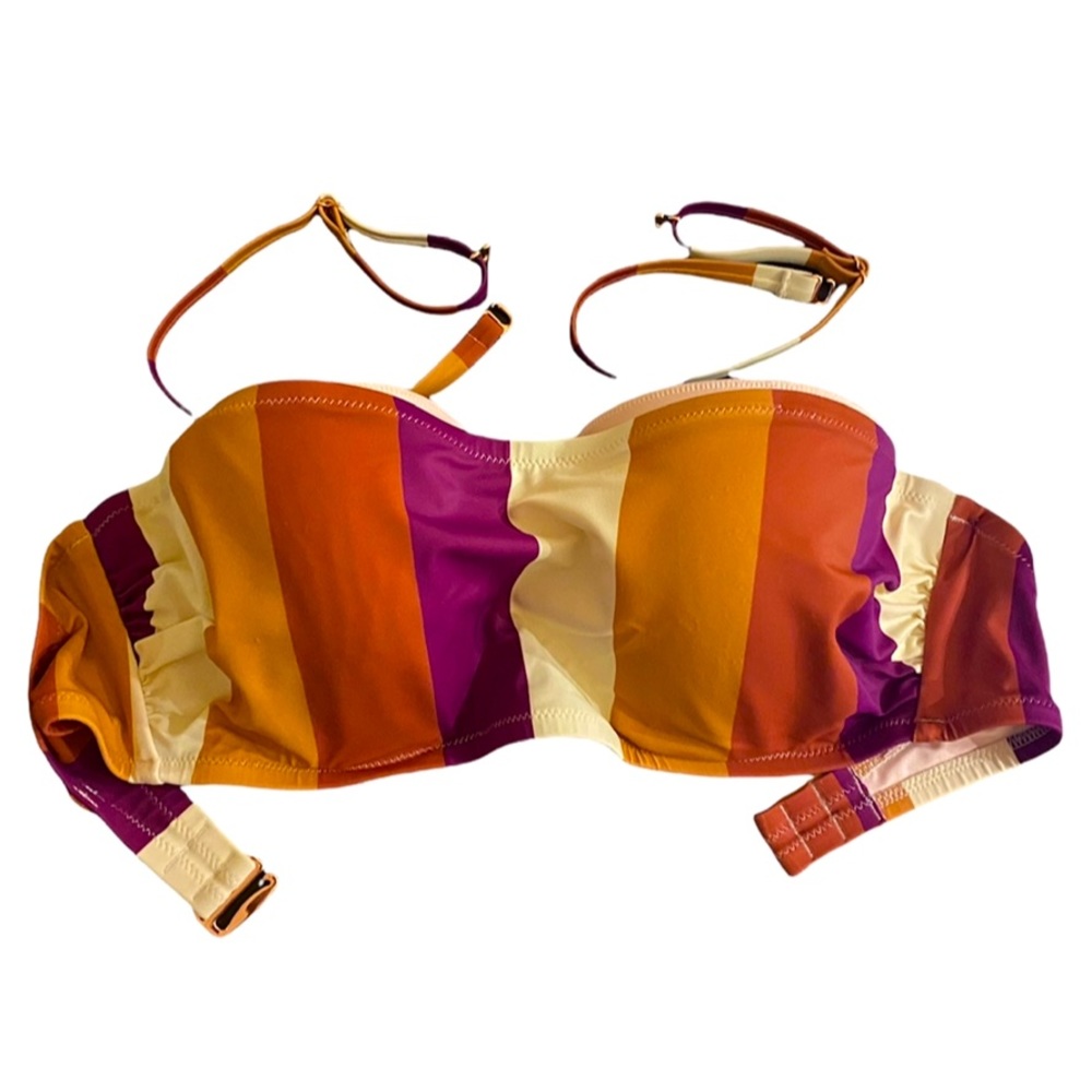 Shade & Shore Striped Underwire Removable Strap Bikini Top